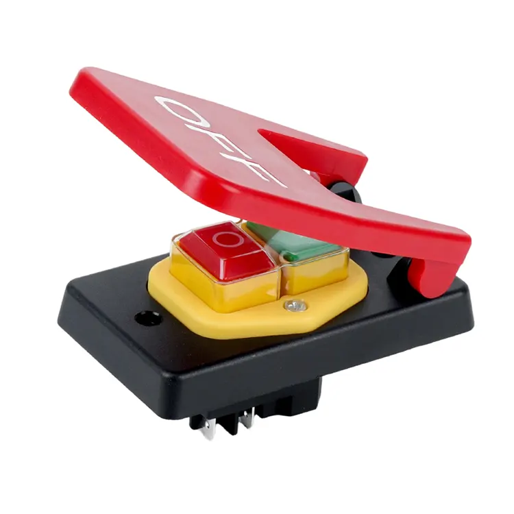 Interruptor electromagnético de botón pulsador de Panel rojo grande de 16A