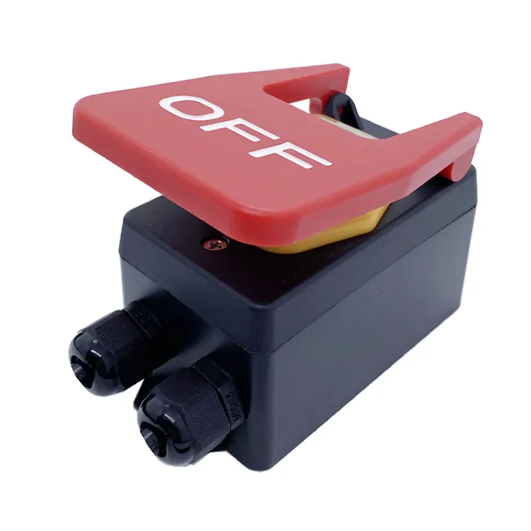 Interruptor electromagnético de botón pulsador rojo grande 16A con caja