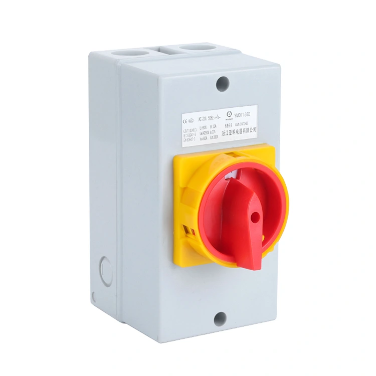 Interruptor aislador de 25 A con caja inferior blanca