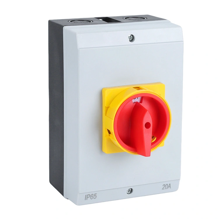 Interruptor aislador 32A con caja impermeable de fondo negro