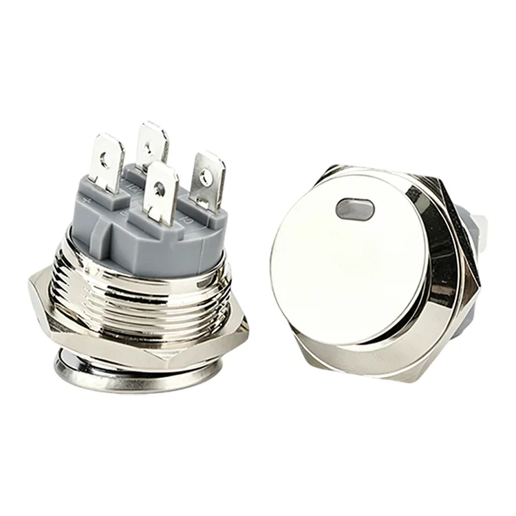 Interruptor basculante de metal redondo de 4 pines y 22 mm