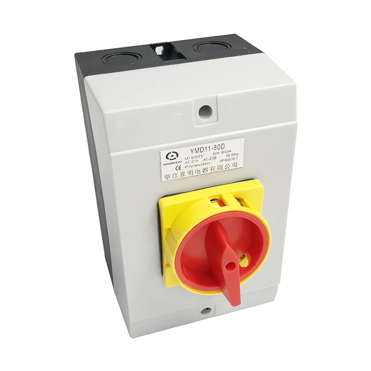 Interruptor aislador de 80 A con caja inferior negra